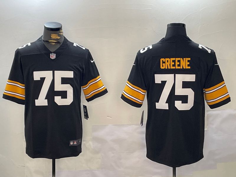 Men Pittsburgh Steelers #75 Greene Black 2024 Nike Vapor Limited NFL Jersey style 2->youth mlb jersey->Youth Jersey